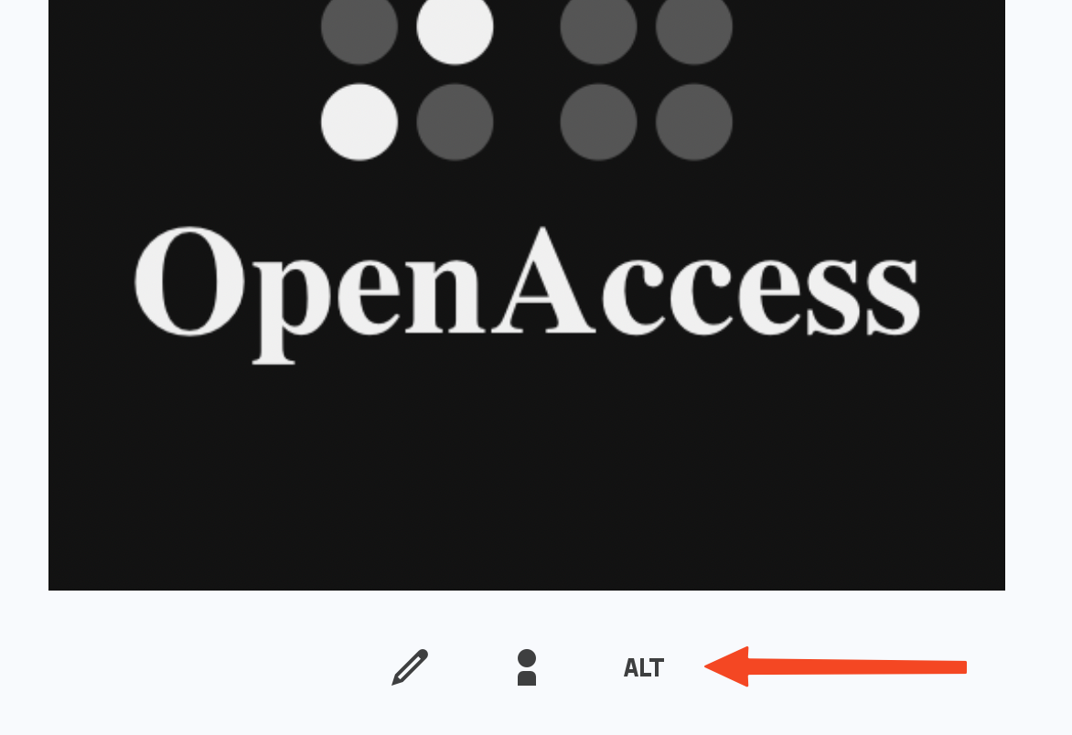 Red arrow pointing at 'Alt' button on a LinkedIn image post